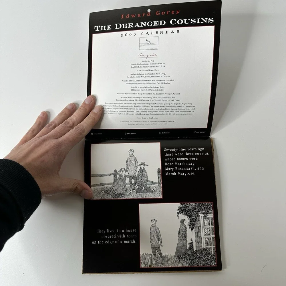 Edward Gorey Deranged Cousins 2003 Small Wall Calendar Gothic Art Illustrated